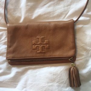 Tory Burch mini tan leather crossbody purse